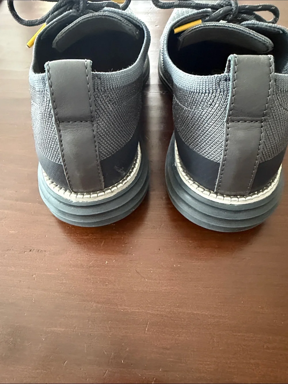 Cole Haan original grand Men's Gray Knit Lace-Up Casual Shoes with Yellow Accent